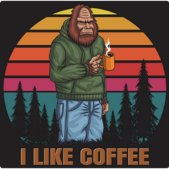 Bigfoot Likes Coffee Sticker