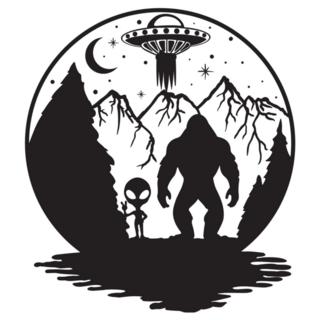 Bigfoot Silhouette Alien Sticker