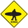 Bigfoot Surfing Crossing Sticker