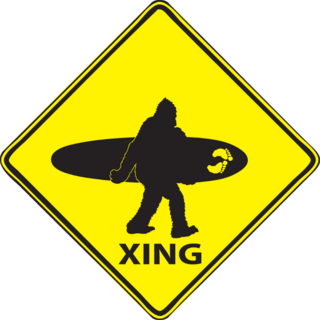 Bigfoot Surfing Sign Sticker