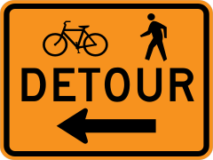 Bike And Walkers Detour Left Sticker