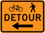 Bike And Walkers Detour Left Sticker