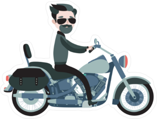 Biker Dude Motorcycle Sticker