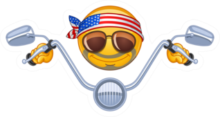 Biker Emoticon Riding His Bike Sticker