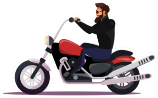 Biker On Motorcycle Illustration Sticker