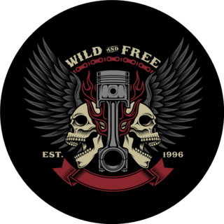 Biker Skull Emblem Illustration Sticker