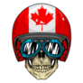 Biker Skull Wearing Grunge Canada Flag Helmet Sticker