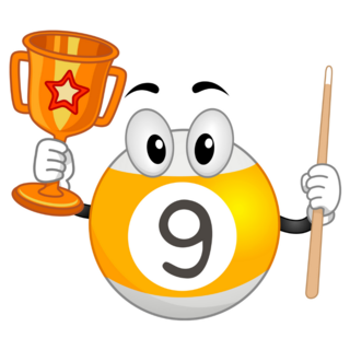 Billiard Ball Holding Trophy Sticker