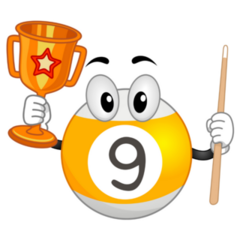 Billiard Ball Holding Trophy Sticker