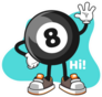 Billiard Ball Number 8 Wave Hand Cartoon Sticker