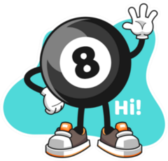 Billiard Ball Number 8 Wave Hand Cartoon Sticker