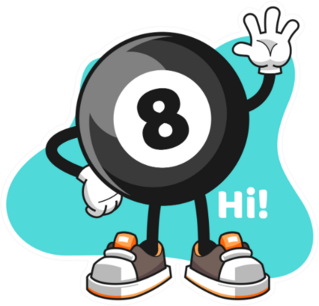 Billiard Ball Number 8 Wave Hand Cartoon Sticker