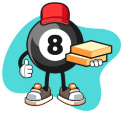 Billiard Ball Number Pizza Delivery Cartoon Sticker