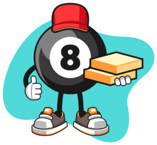 Billiard Ball Number Pizza Delivery Cartoon Sticker