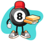 Billiard Ball Number Pizza Delivery Cartoon Sticker