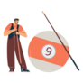 Billiard Player Cartoon Sticker