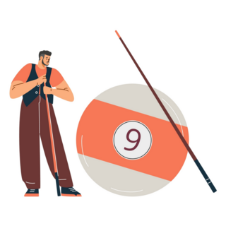 Billiard Player Cartoon Sticker