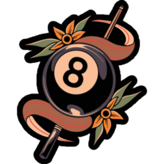 Billiards Floral Tattoo Sticker