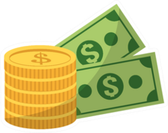 Bills and Coins Illustration Sticker