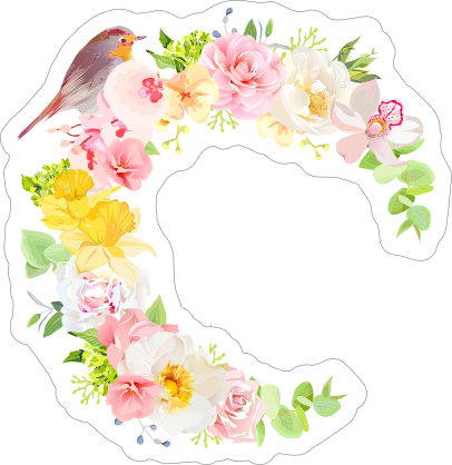 Bird and Flowers Daffodil Sticker