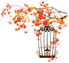 Bird Cage Among Autumn Tree Branches Sticker