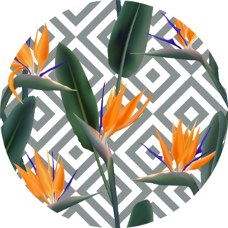 Bird Of Paradise Tropical Flower Grey Pattern Sticker