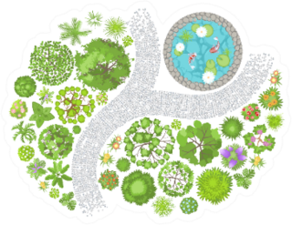 Birds Eye View Illustration Landscape Design Sticker