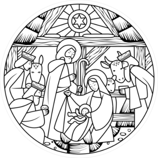 Birth of Jesus Line Art Sticker