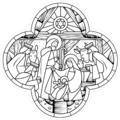 Birth Of Jesus Linear Drawing Sticker