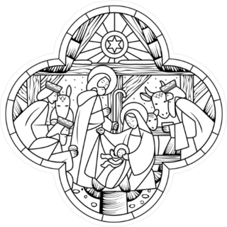 Birth Of Jesus Linear Drawing Sticker