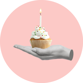 Birthday Cupcake In Hand Collage Sticker