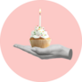 Birthday Cupcake In Hand Collage Sticker