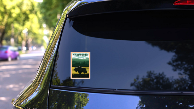 Bison On Yellowstone National Park Wyoming Sticker on a Rear Car Window (New) example