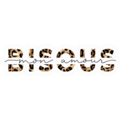 Bisous Mon Amour French Cheetah Lettering Kisses My Love Sticker
