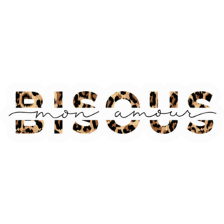 Bisous Mon Amour French Cheetah Lettering Kisses My Love Sticker