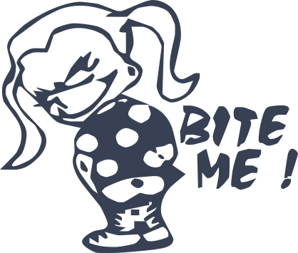 Bite Me Girl Mooning Sticker