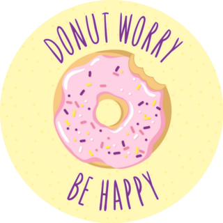Bitten Glazed Donut Donut Worry Be Happy Sticker