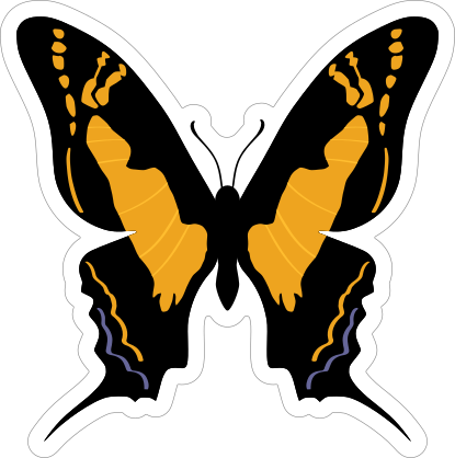 Black and Gold Butterfly Sticker