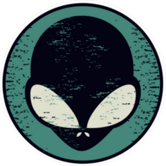 Black and Green Alien Sticker