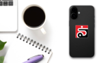 Black And Red Disability Icon Sticker on a Phone (New) example