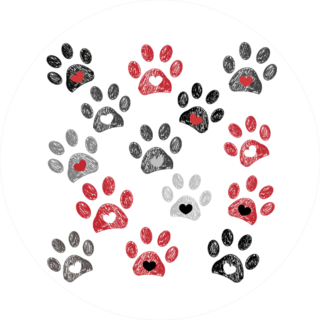 Black And Red Paw Print With Hearts Sticker
