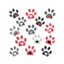 Black And Red Paw Print With Hearts Sticker