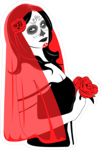 Black and Red Sugar Skull Bride Sticker