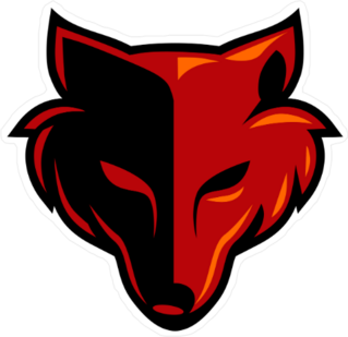 Black and Red Wolf Head Mascot Sticker