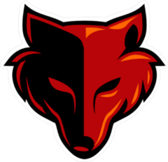 Black and Red Wolf Head Mascot Sticker