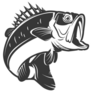 Black and White Bass Fish Illustration Sticker