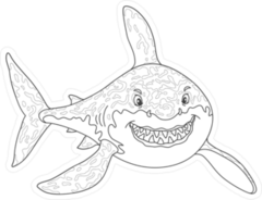 Black And White Cartoon Shark Sticker