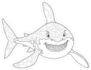 Black And White Cartoon Shark Sticker