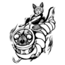 Black And White Cat And Caterpillar Illustration Sticker