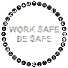 Black And White Construction Work Safe Be Safe Sticker